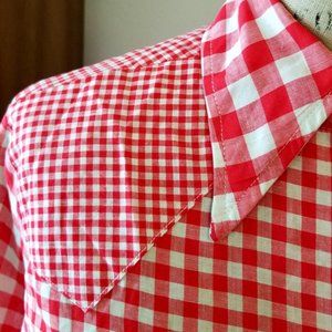 VTG 1960s Cowgirl 3-TYPE Gingham Rodeo PINUP Shirt